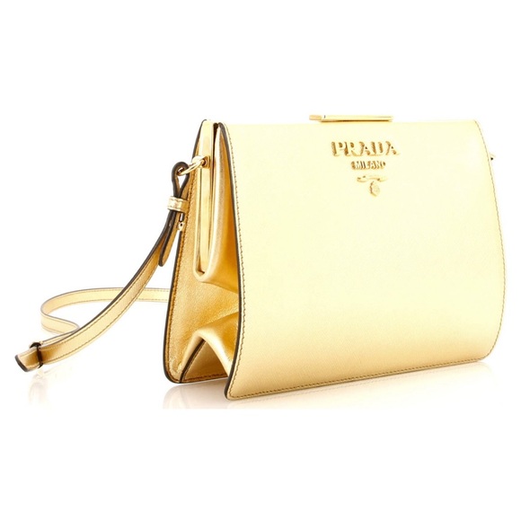 Prada Handbags - Prada Gold Crossbody Bag with Metallic Finish